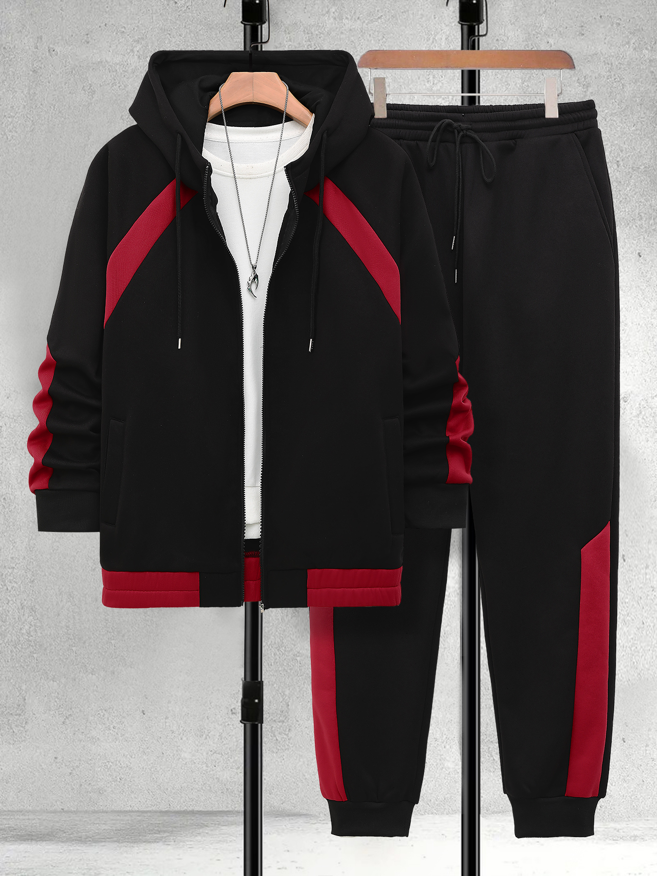 Winter Clothing For Men - Men's Plus Size Black & Red
