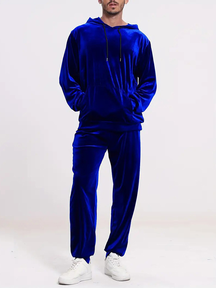 Winter Clothing For Men - Fashion Solid Color Velvet Two Piece