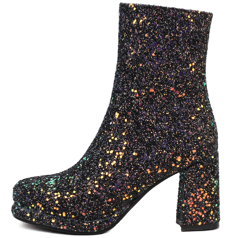 Winter Cloth - Luxury Sequined Women Ankle Boots Gold