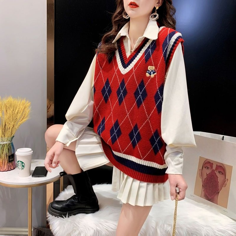 Red Knit Vests for Women Sleev - Winter Clothing Aesthetic recensie en prijs
