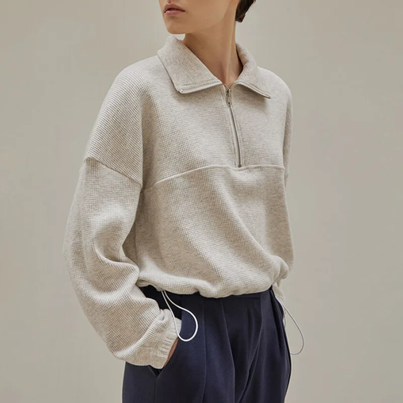 Cotton Waffle Zip Up Hoodies K - Winter Clothing Aesthetic recensie en prijs