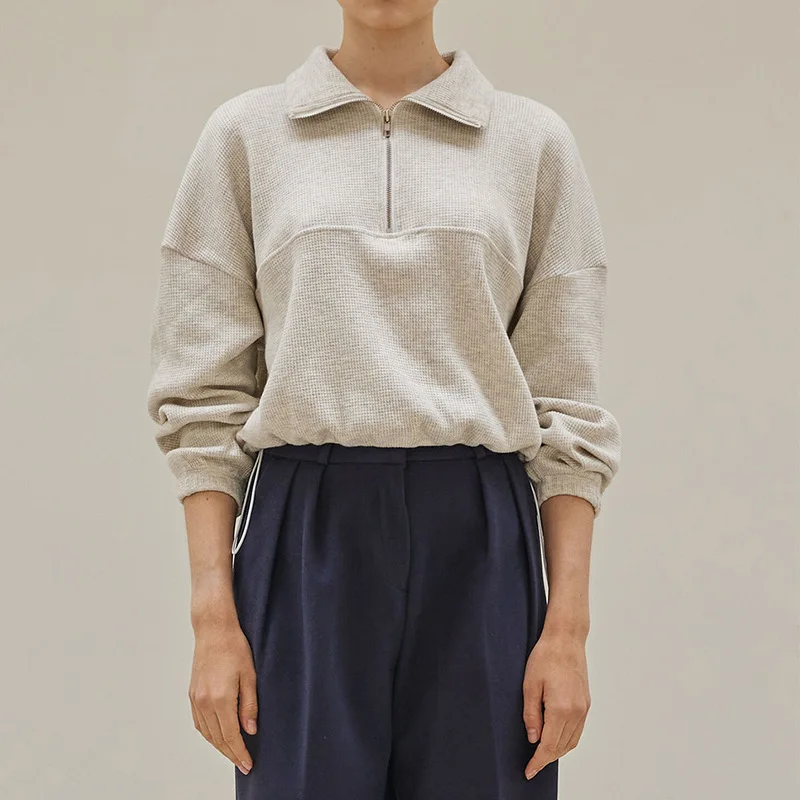 Cotton Waffle Zip Up Hoodies K - Winter Clothing Aesthetic recensie en prijs