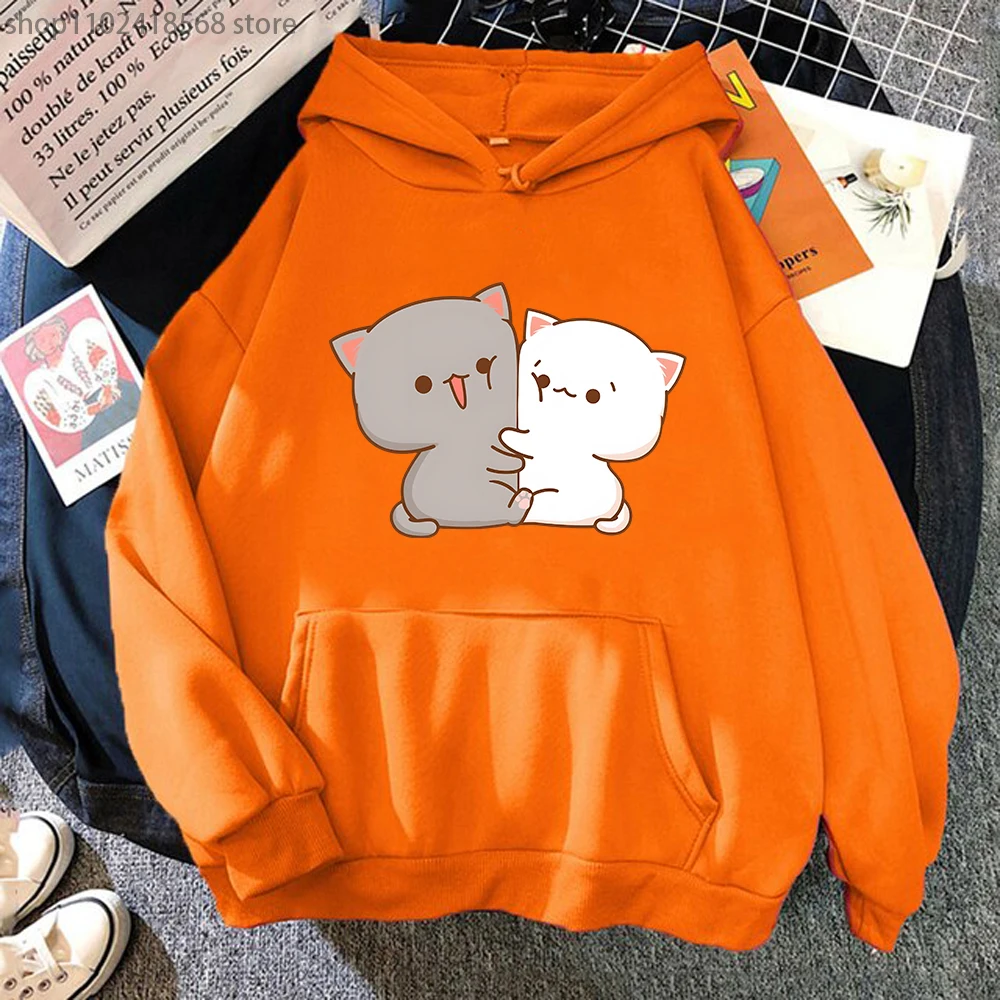 Kawaii Cat Hoodie Peach Funny  - Winter Clothing Aesthetic recensie en prijs
