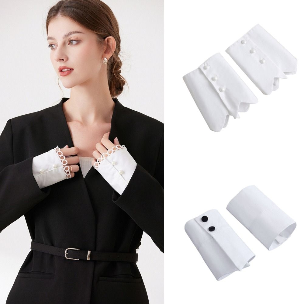 New White Fake Cuffs Button De - Winter Clothing Outdoor recensie en prijs